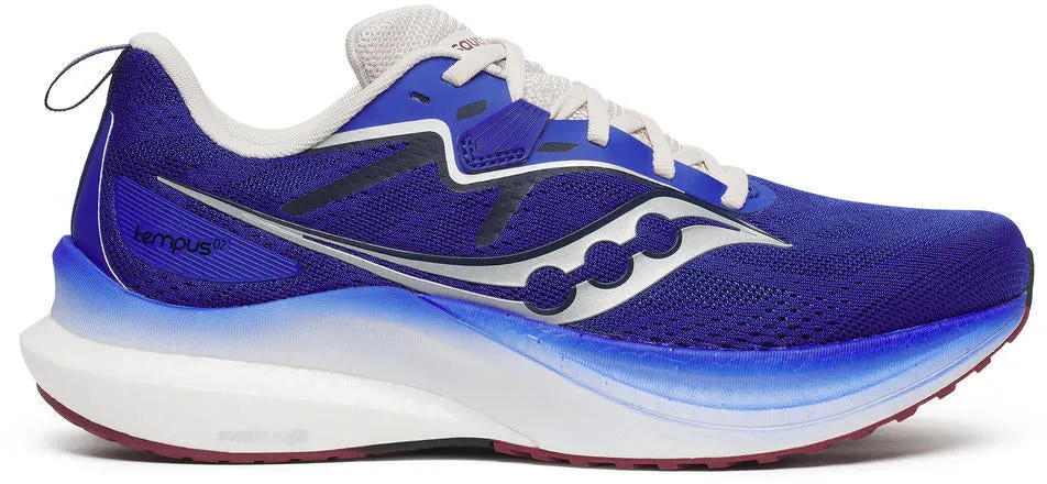Saucony Tempus 2 Mens Running Shoes - Blue Performance - enhanced padded heel shoes