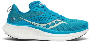 Saucony Ride 17 Womens Running Shoes - Blue Reflective Safety Detailing Traction Lug Pattern