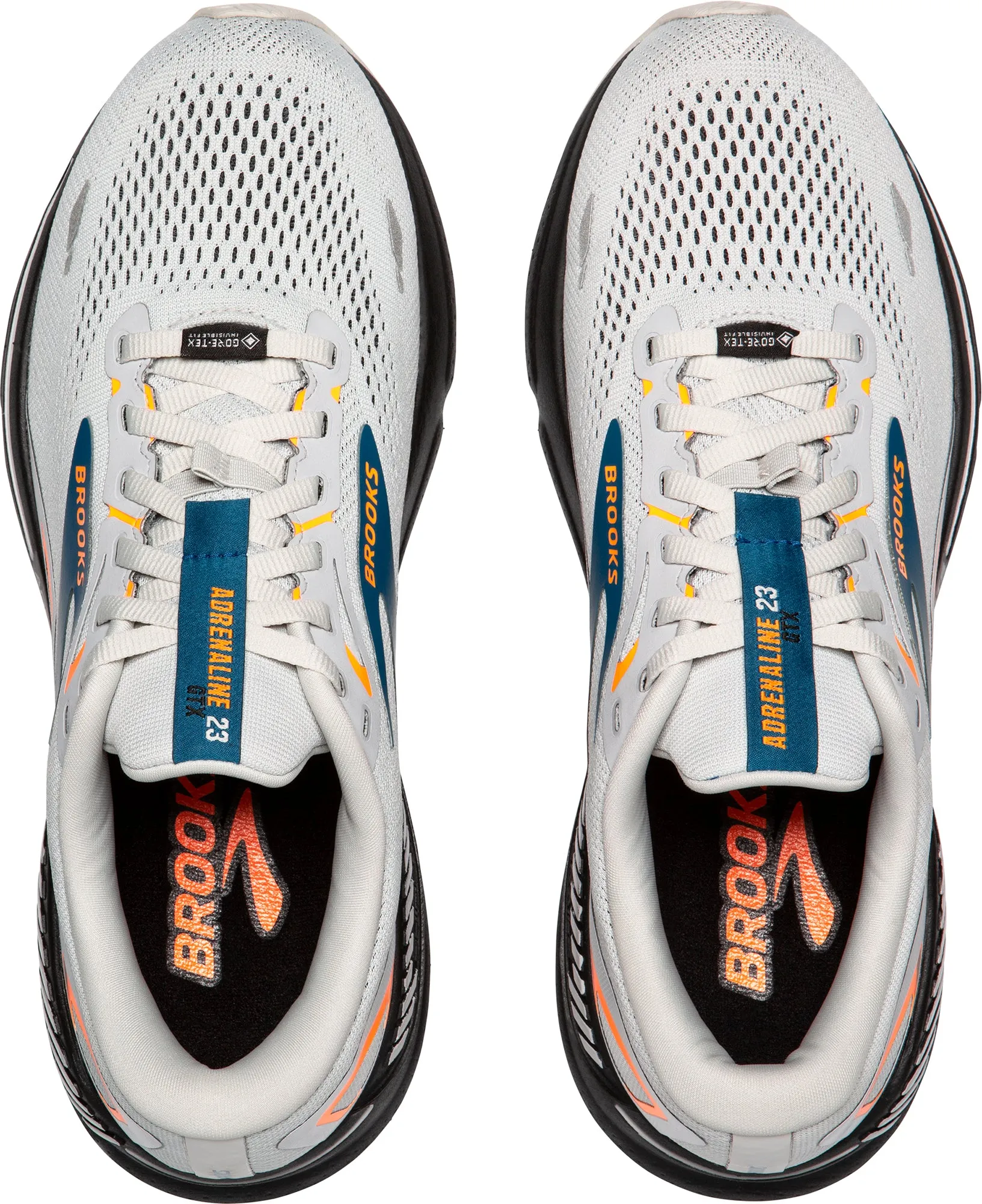 Porous Mesh Ventilation Orthotic Support Brooks Adrenaline GTS 23 GORE-TEX Mens Running Shoes - Grey