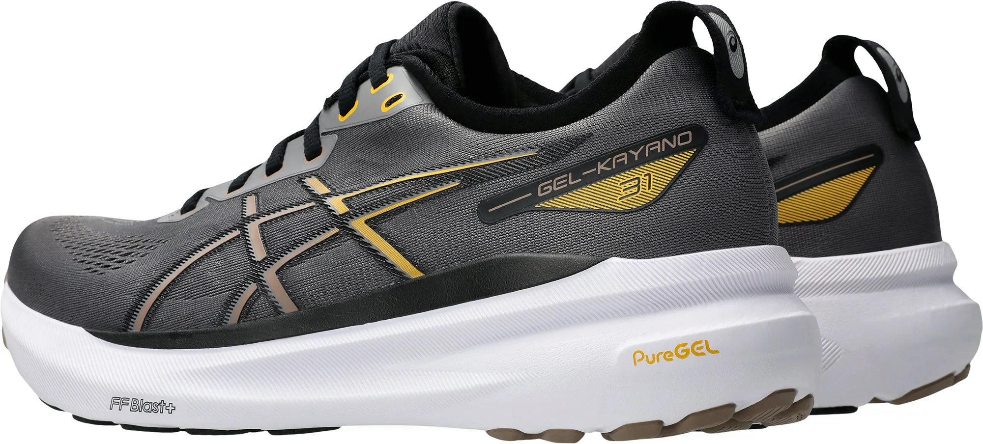 Asics Gel Kayano 31 Mens Running Shoes - Grey Slip Resistant Treads elevated - heel running option