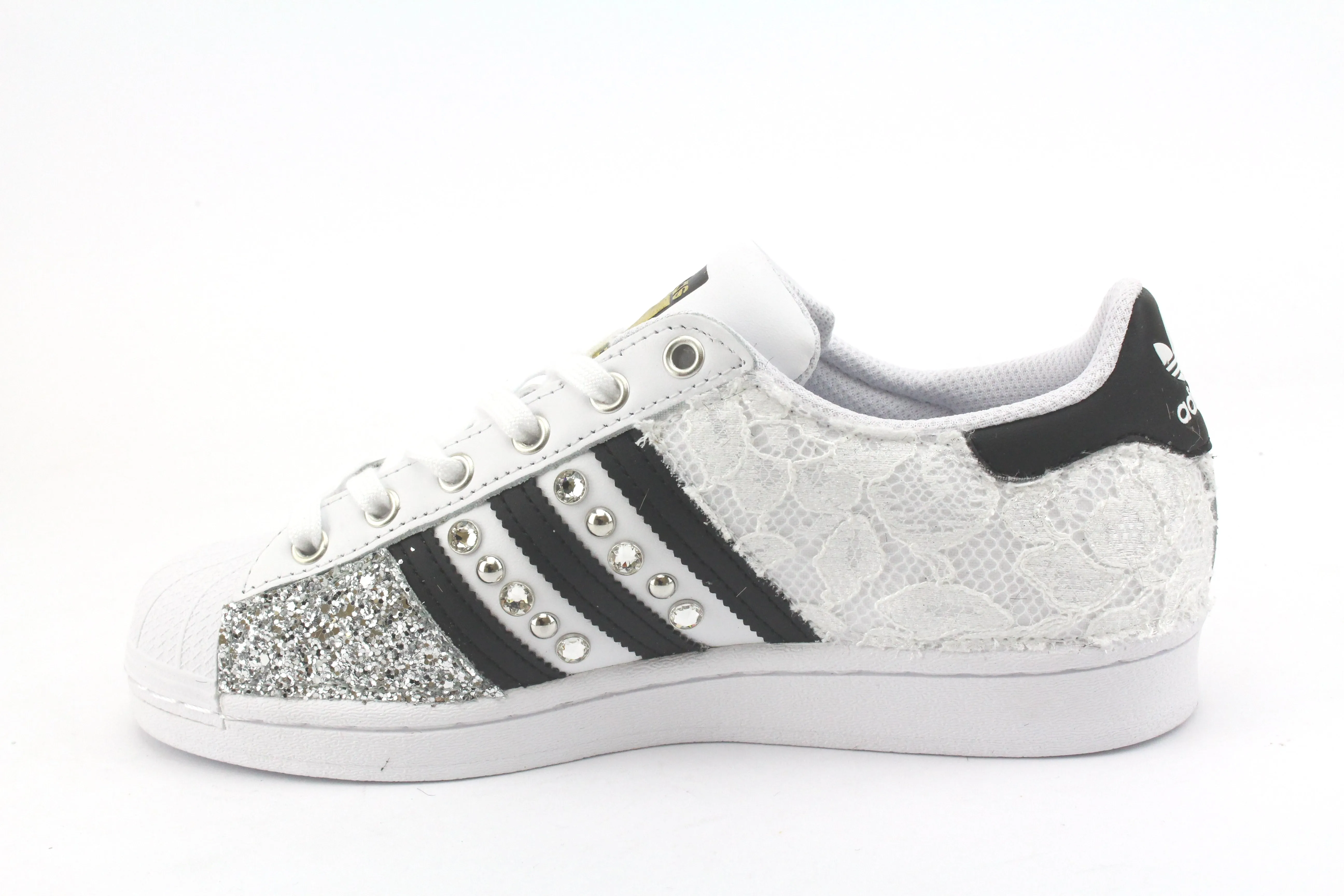 Grass Step Adidas Superstar Pizzo White Glitter Argento