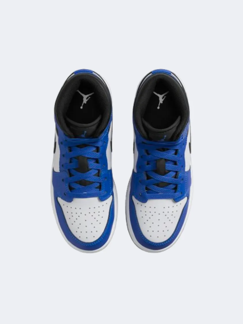 Celebrity Vibe Nike Air Jordan 1 Mid Boys Basketball Shoes Royal/White/Black