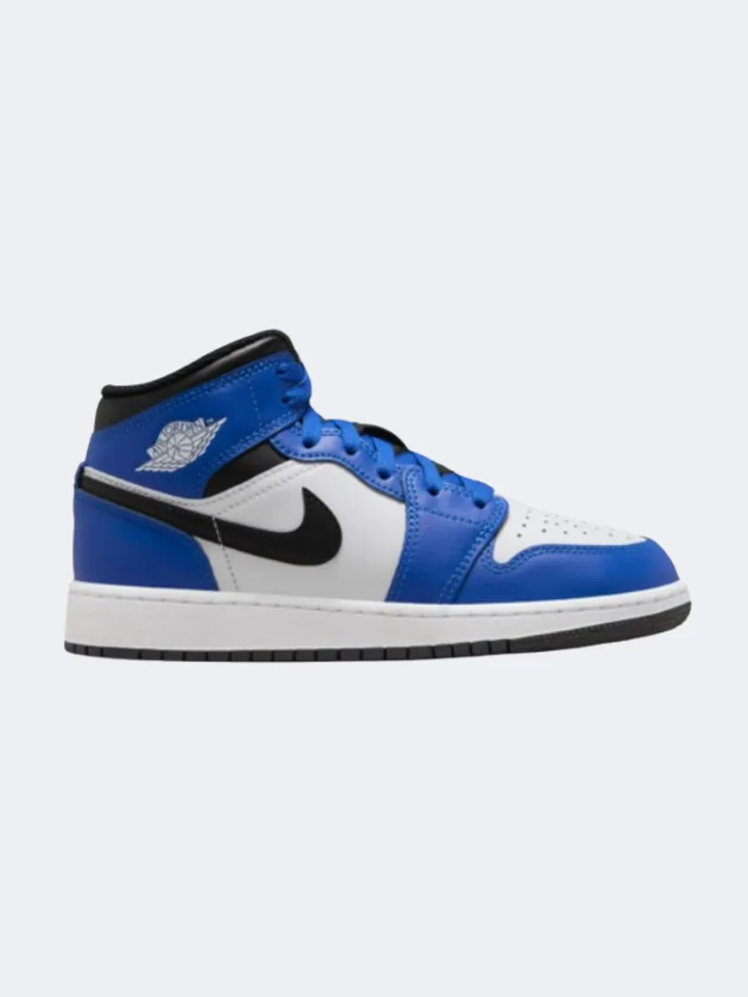 Nike Air Jordan 1 Mid Boys Basketball Shoes Royal/White/Black Dive Gear