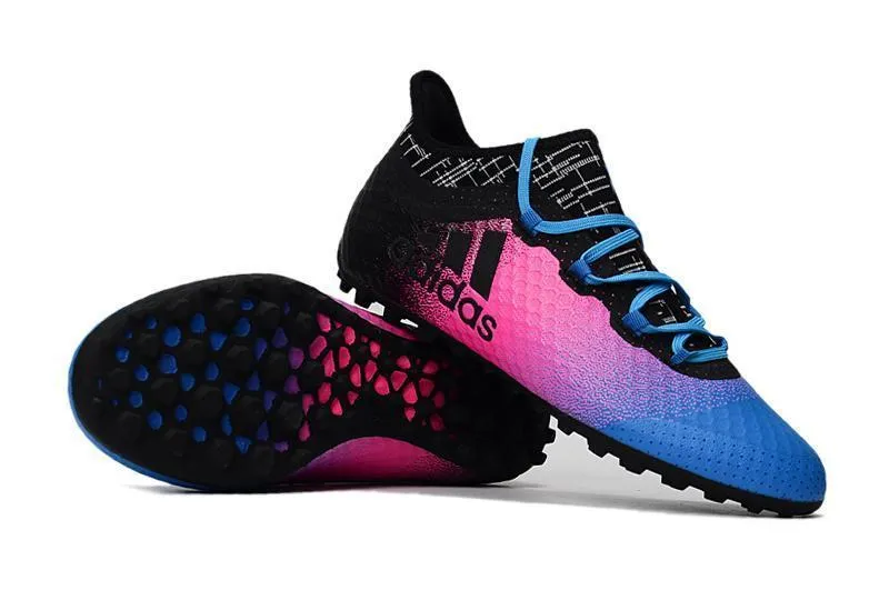 Controlled Movement Light Structure New Adidas Weave TANGO Series TF Small Grass Spike Soccer Cleats Shoes Blue Pink Black