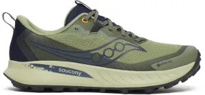 Saucony Peregrine 15 GORE-TEX Mens Trail Running Shoes - Green afternoon running footwear CushionedInsole