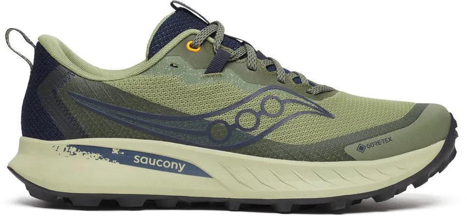 Saucony Peregrine 15 GORE-TEX Mens Trail Running Shoes - Green afternoon running footwear CushionedInsole