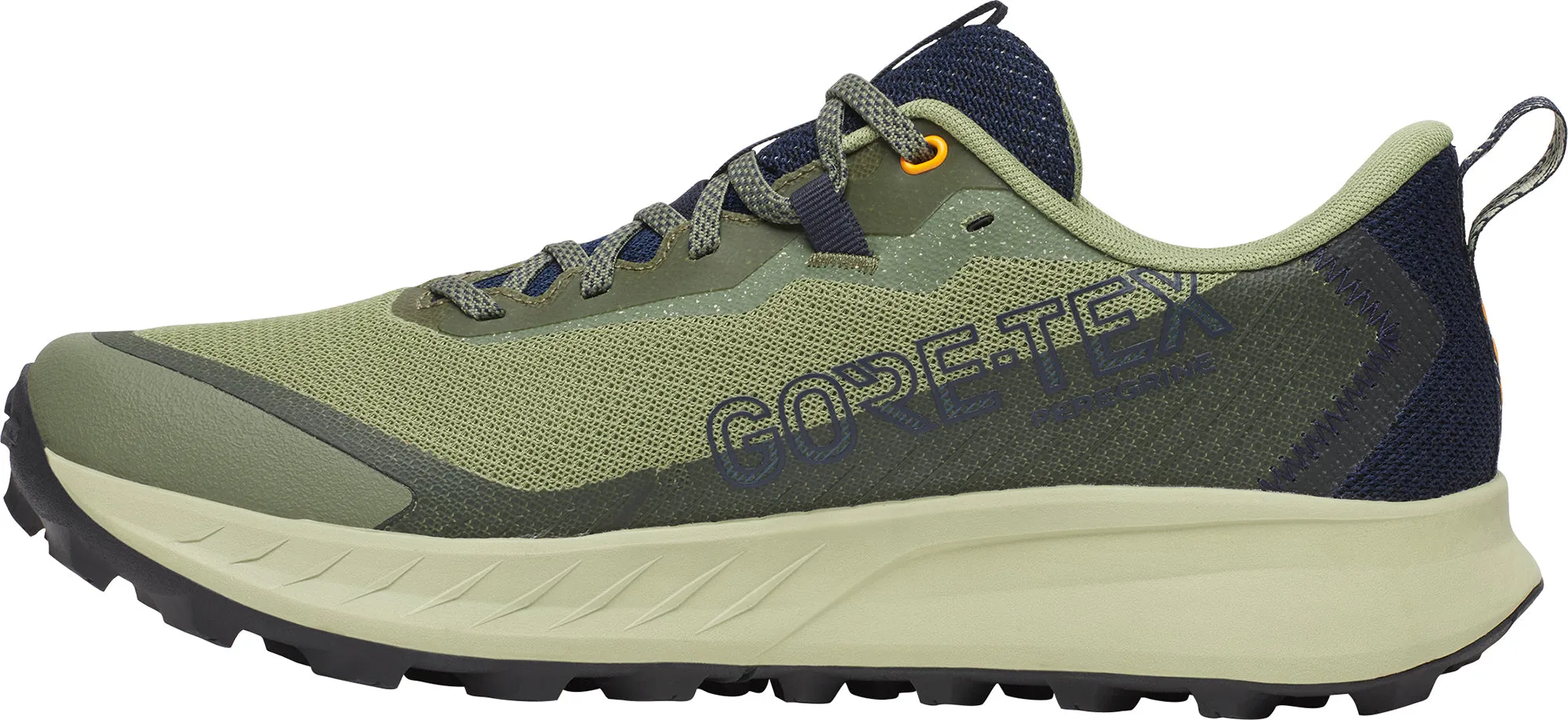 concrete running footwear Airflow Engineered Upper Saucony Peregrine 15 GORE-TEX Mens Trail Running Shoes - Green