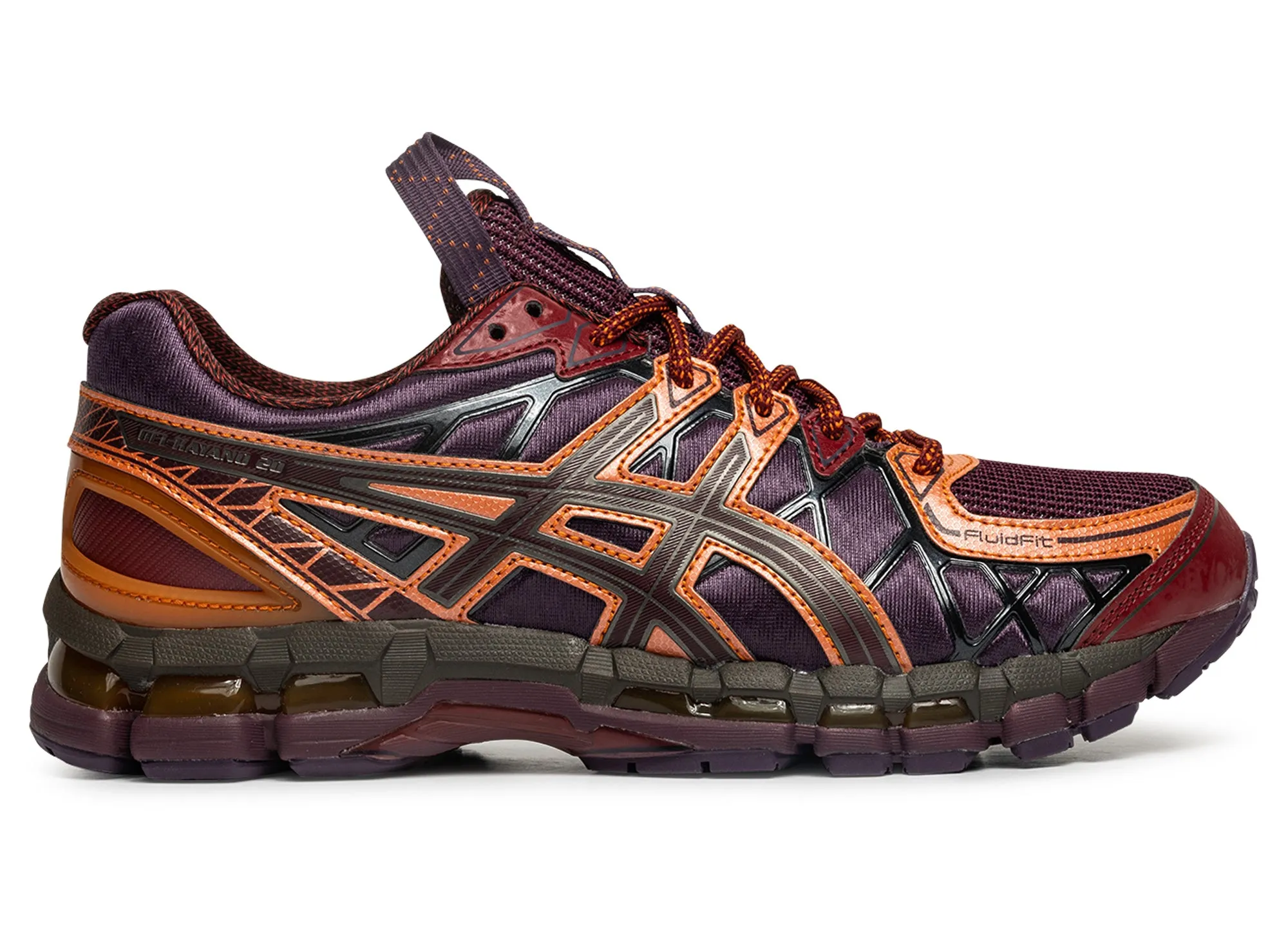 Asics x Kiko Kostadinov UB10-S Gel-Kayano 20 'Deep Plum / Beet Juice' running in a baseball field area shoes running in a meadow shoes
