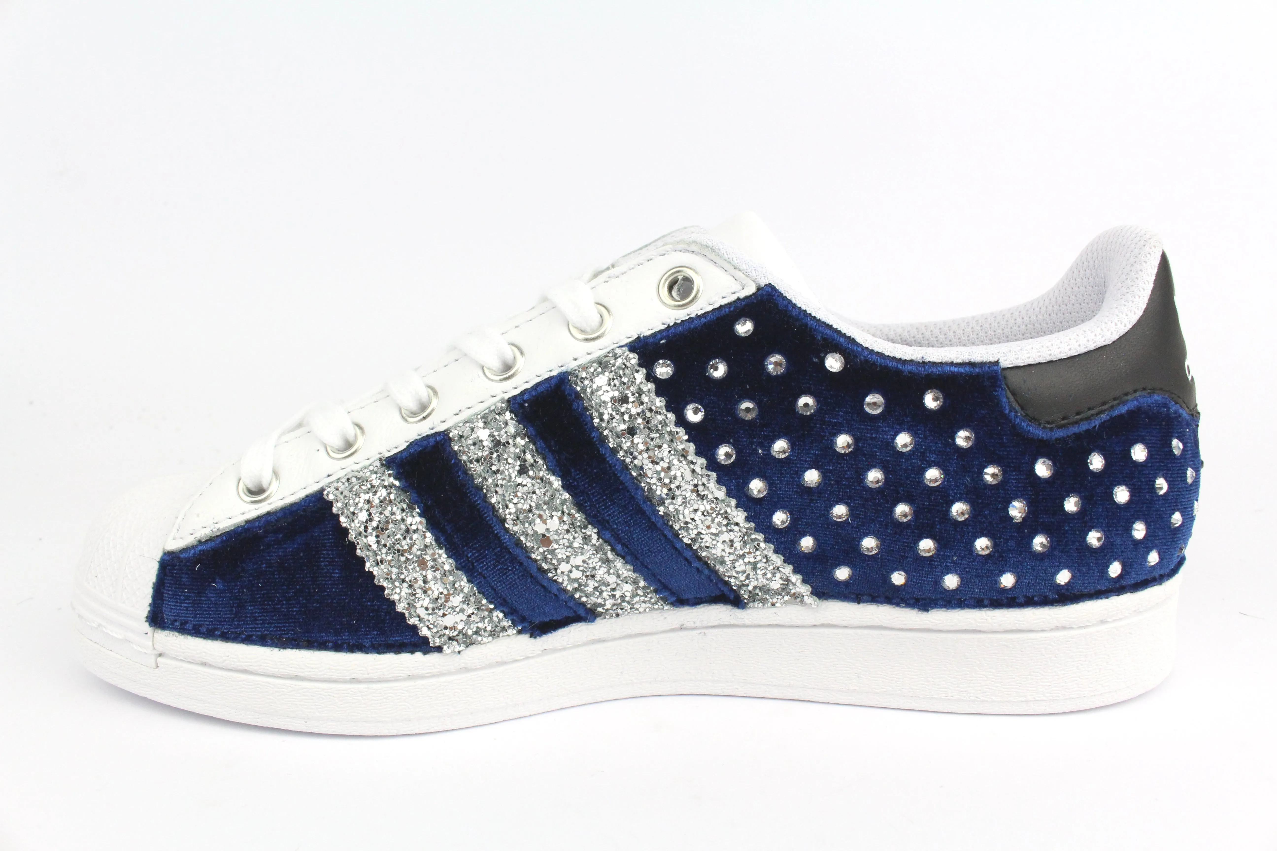 durable soles Water Resistant Construction Adidas Superstar Blu Velluto  & Strass Termo