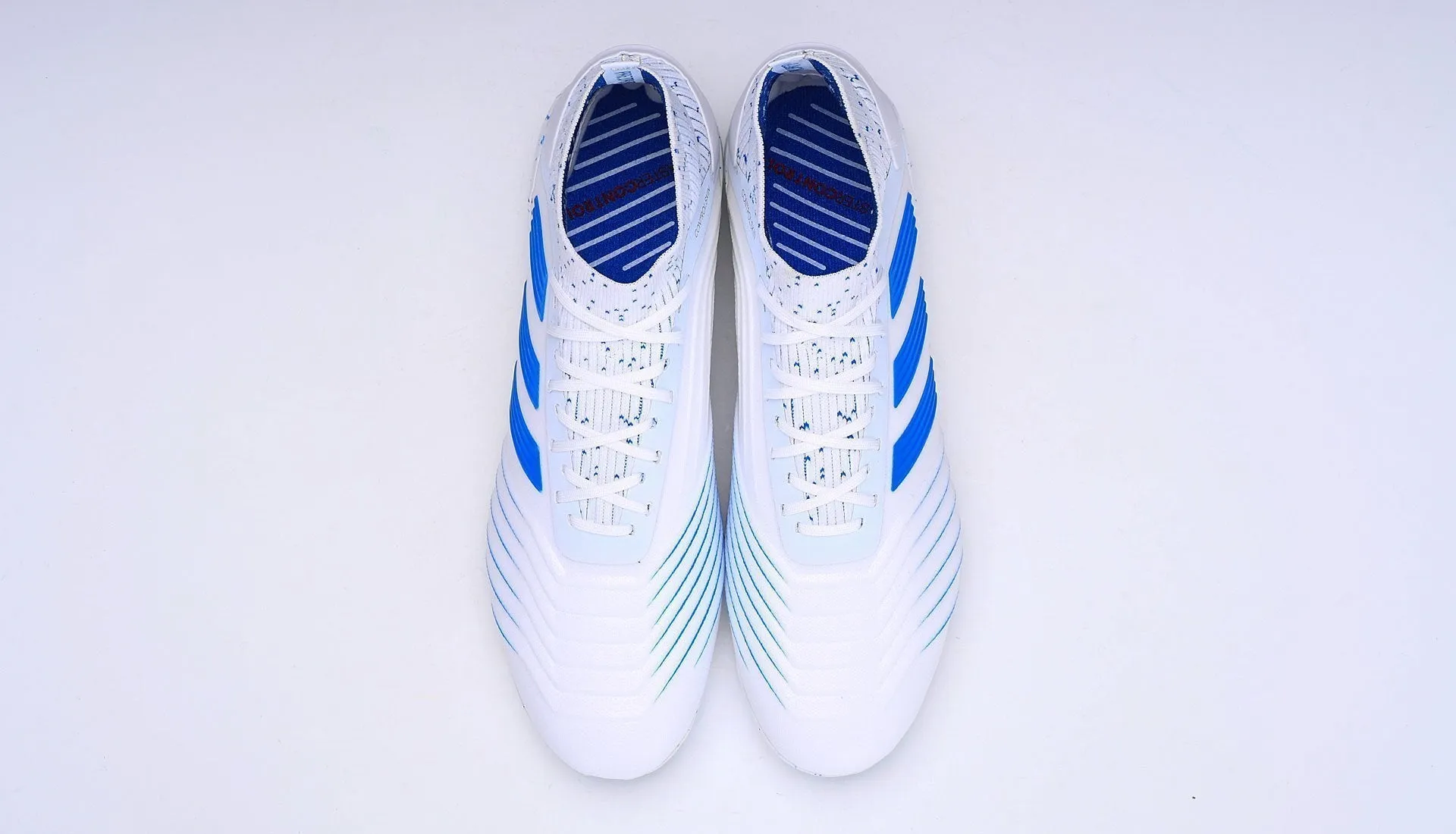 Natural flex slip-resistant New Adidas Predator 19.1 FG Soccer Cleats Shoes White Blue