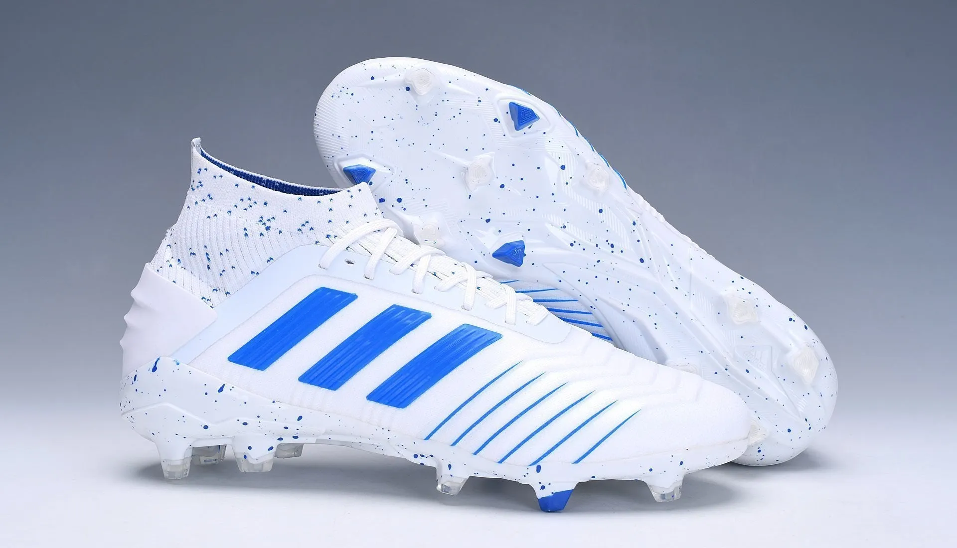 Comfortable Wear Kick Practice New Adidas Predator 19.1 FG Soccer Cleats Shoes White Blue