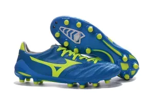 Mizuno Morelia Neo II FG Soccer Cleats Diva Blue Safety Yellow Anatomical fit Fast Response