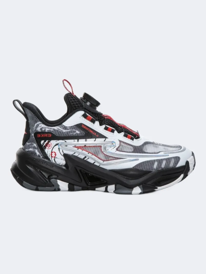 Erke Kids-Boys Basketball Shoes White/Black Arch Support Urban Walkers Marathon Fit