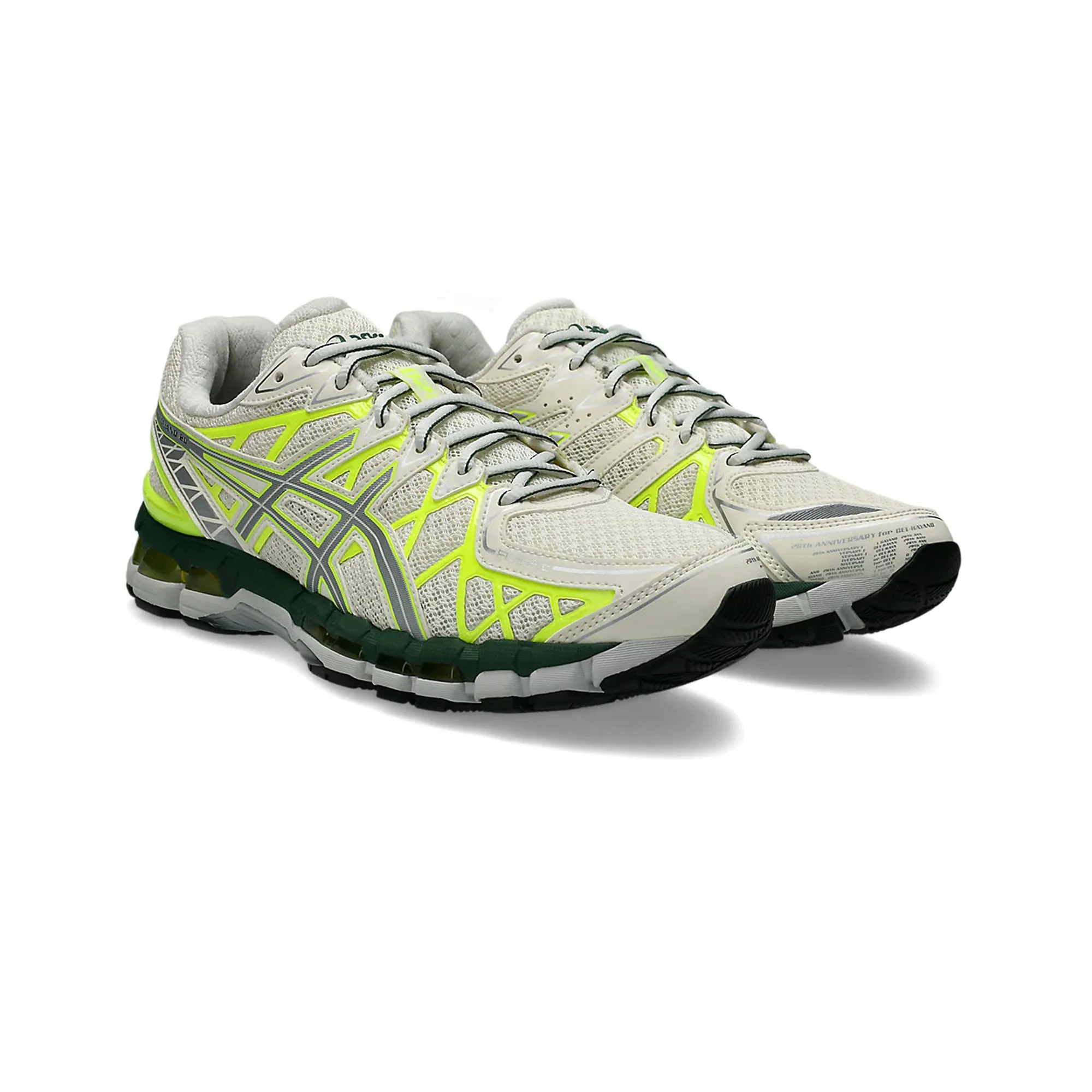 running in a suspension bridge area shoes advanced - level running shoes ASICS Gel Kayano 20 'Cream Lime Forest Green'
