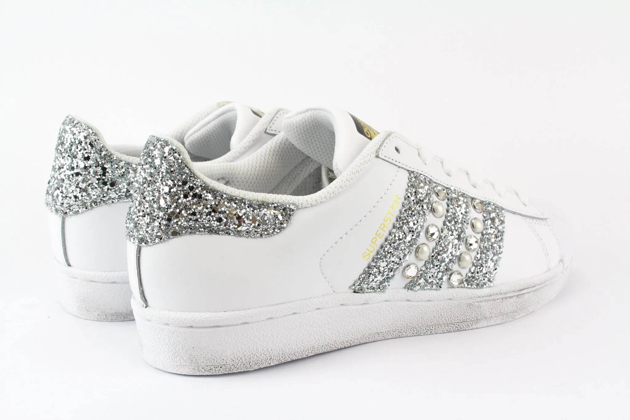 Recycled fabric Airy Design Adidas Superstar Silver Glitter Perle & Strass