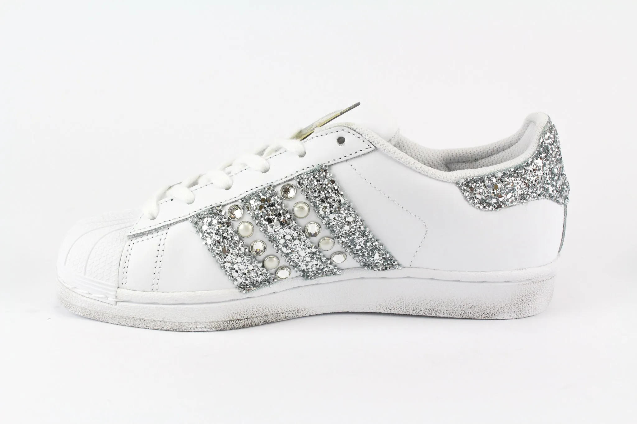 Adidas Superstar Silver Glitter Perle & Strass All Season