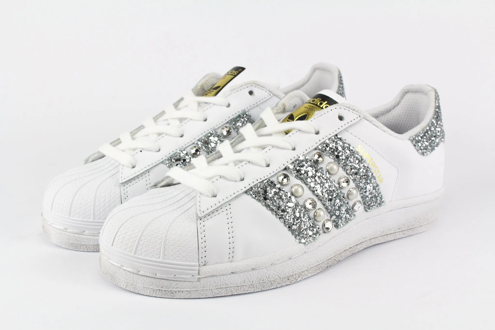 Balanced Walk City Adventure Adidas Superstar Silver Glitter Perle & Strass