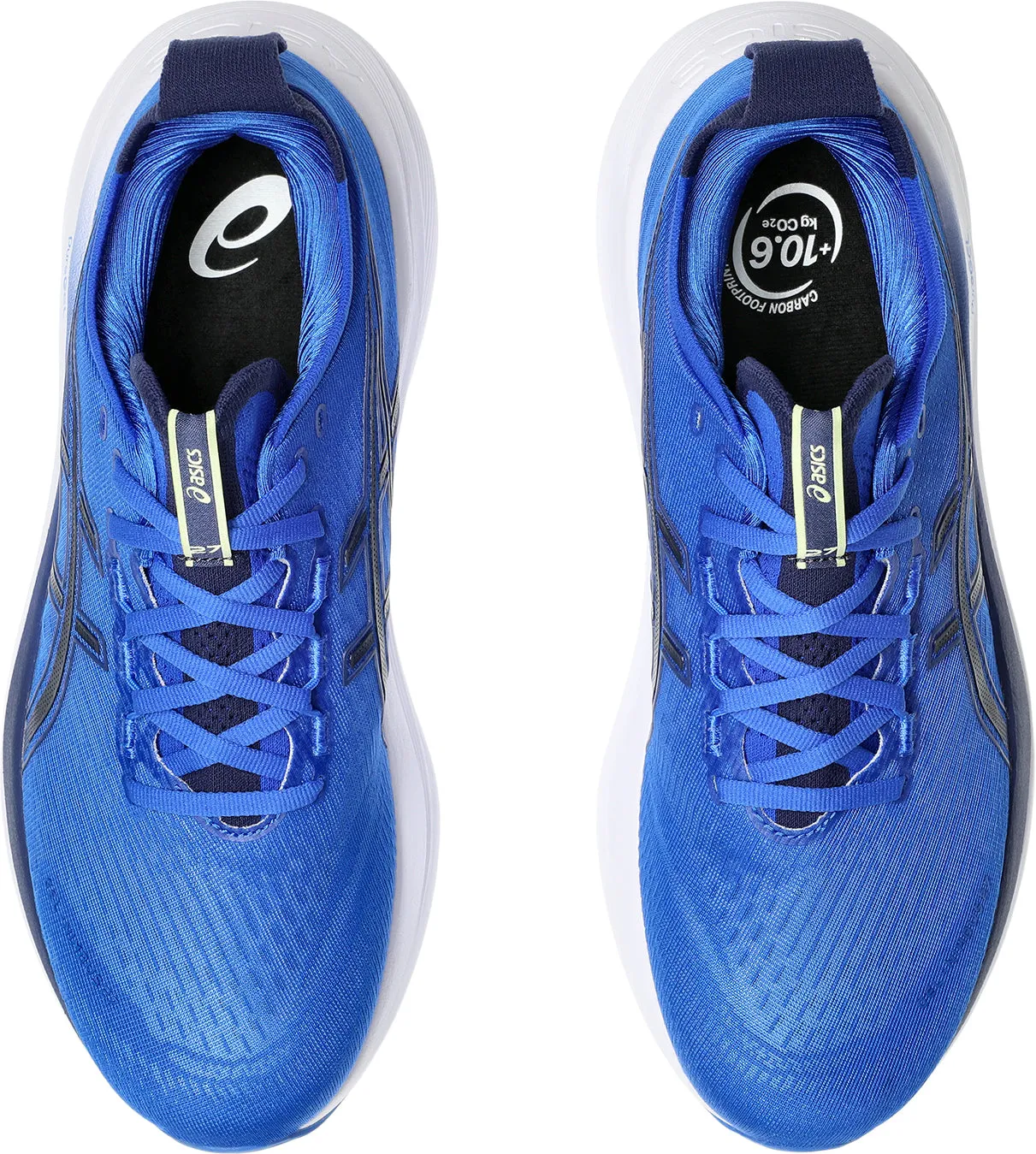Asics Gel Nimbus 27 Mens Running Shoes - Blue running in a marina area shoes