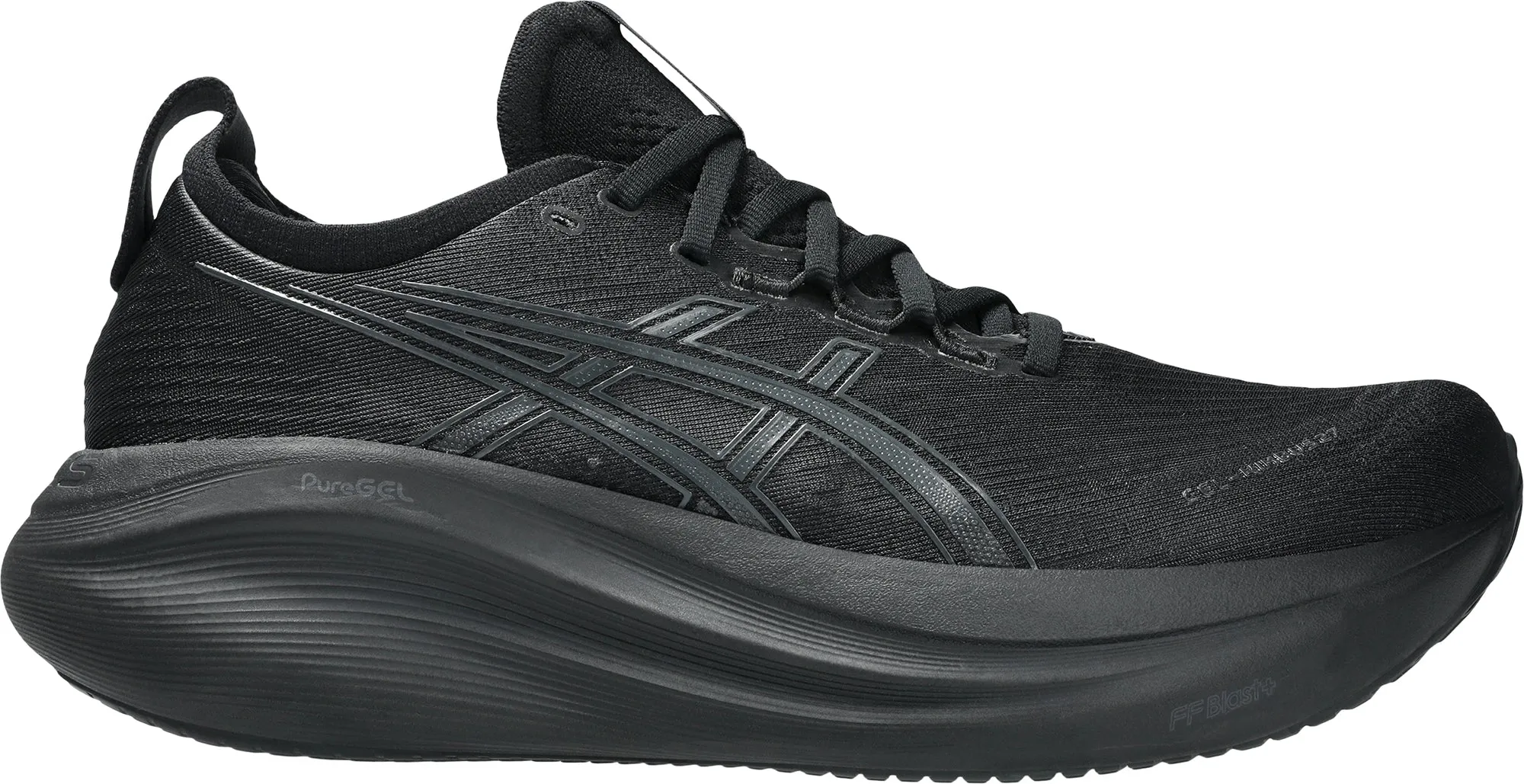 Asics Gel Nimbus 27 Mens Running Shoes - Black cushioned foam shoes daily - use shoes