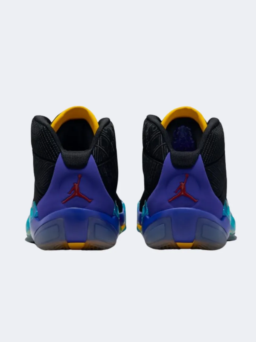Nike Air Jordan Xxxviii Men Basketball Shoes Black/Aquatone/Red Flexible Fit City Adventure Anti Slip Outsole