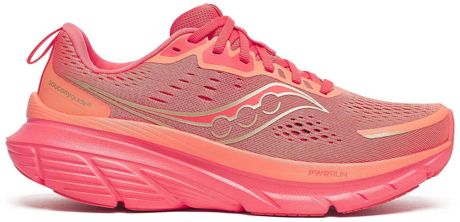 Quick Dry Liner Fabric Tear Resistant Layer Saucony Guide 18 Womens Running Shoes - Pink