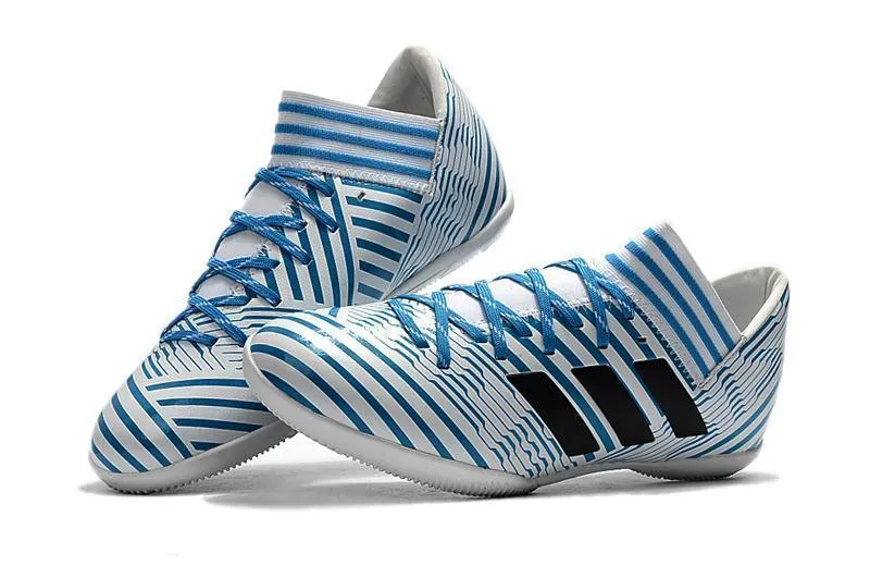 Running Step Soccer gear New Adidas Nemeziz Series TF Soccer Cleats Shoes Blue White Black