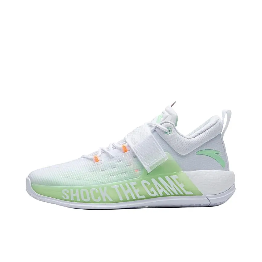Adaptive Heel Counter Anta Shock Sweep 4 Wear-resistant Breathable Basketball Shoes - White/Green