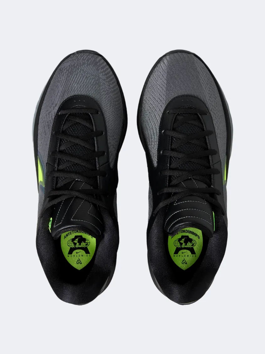 Nike Zoom Freak 6 Men Basketball Shoes Black/Volt/Grey Multi Directional Tread Pattern Roomy Toe Box