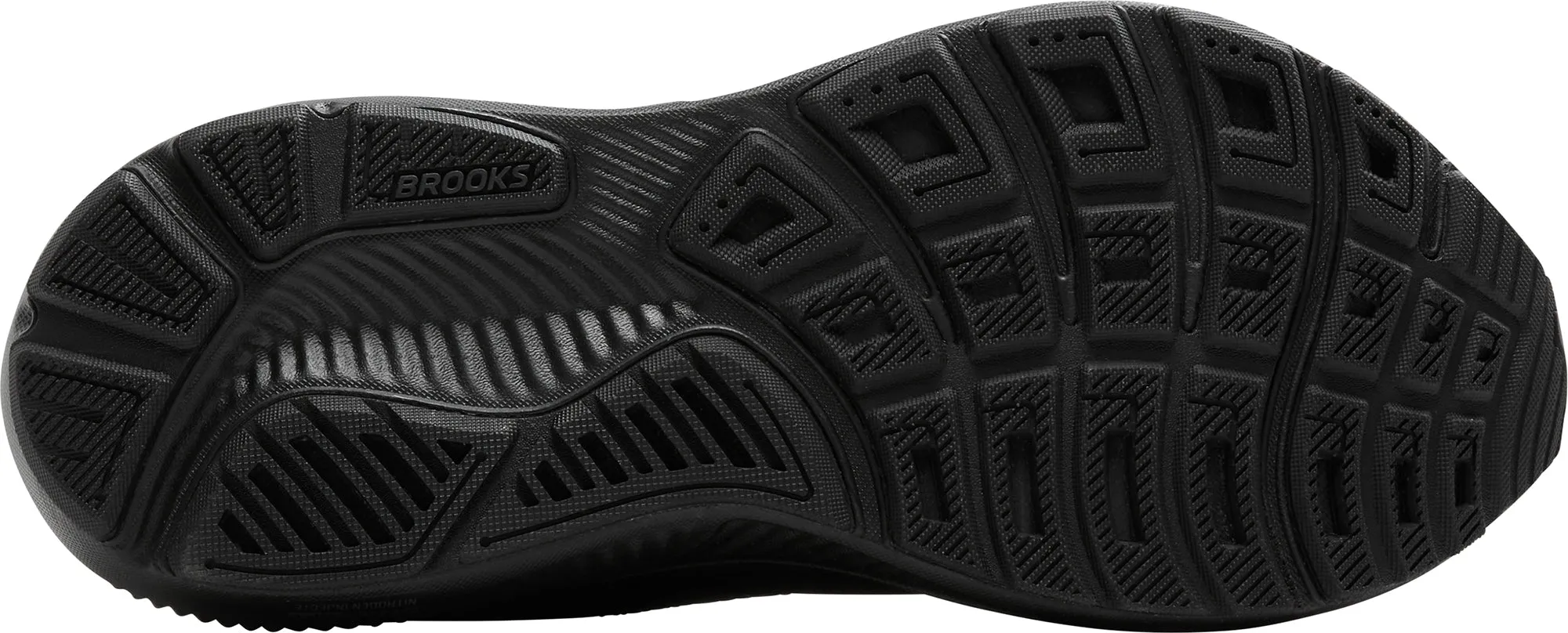 outdoor adventurer running in a rope bridge area shoes Brooks Ghost 17 WIDE FIT (2E) Mens Running Shoes - Black