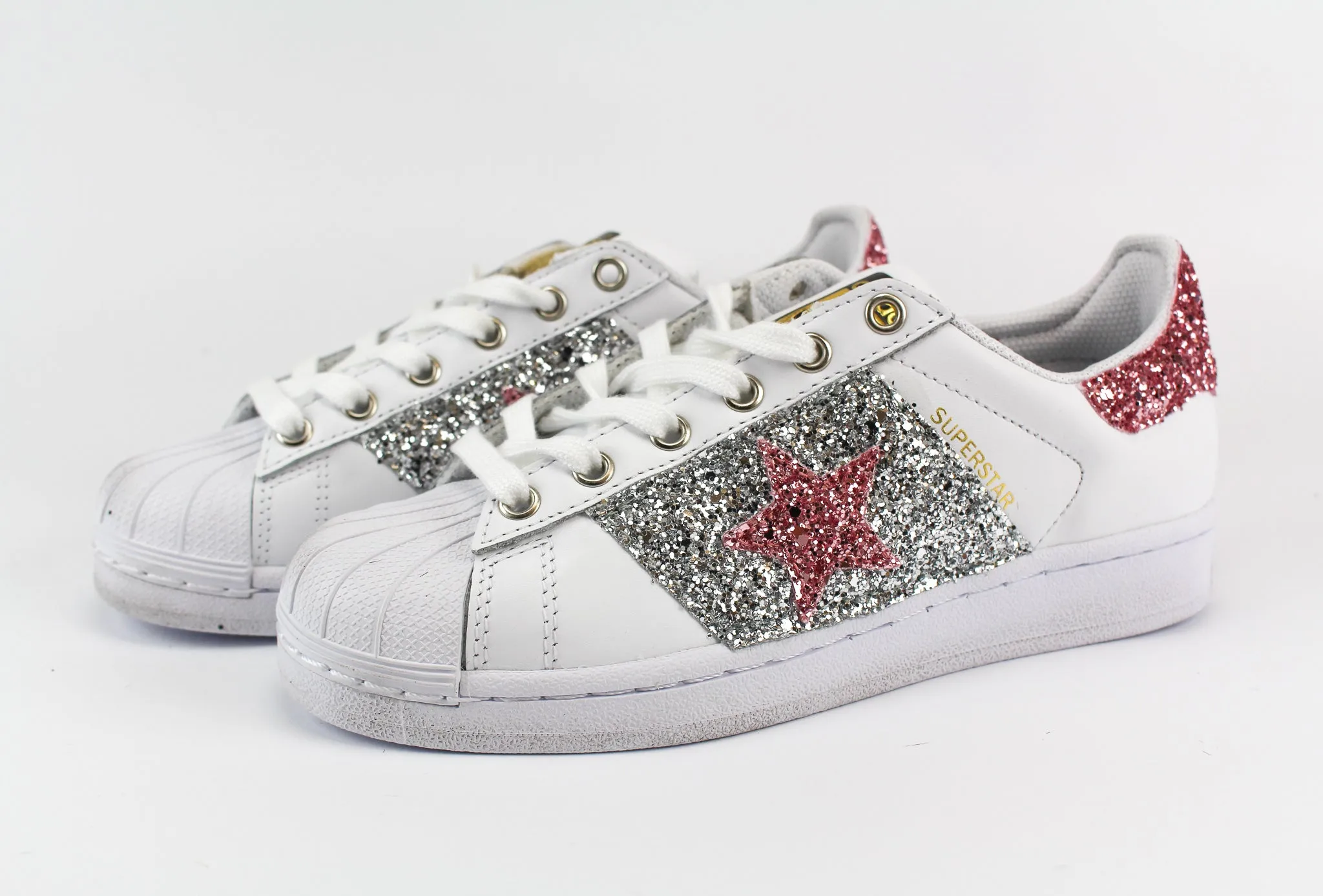 Adidas Superstar Stella Pink & Silver Glitter Multi Directional Flex Slip Resistant Sole