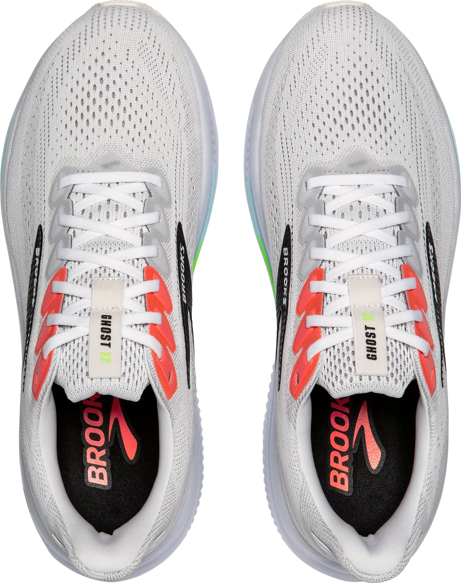 Brooks Ghost 17 Mens Running Shoes - White shock - absorbing insole shoes
