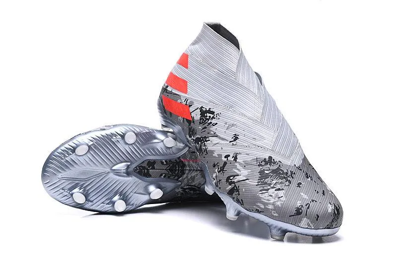 Adidas Nemeziz 19  Encryption Code Soccers Cleats Shoes Grey Outdoor Field