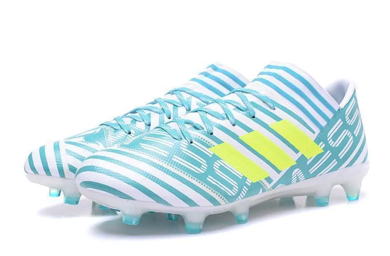 Comfortable Toe Adidas Nemeziz 17.3 FG Soccer Cleats Blue White Fluorescent Yellow