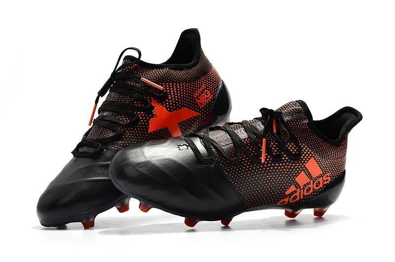 Power Step Quick Entry New Adidas X Series Leather FG Soccer Cleats Shoes Black Orange