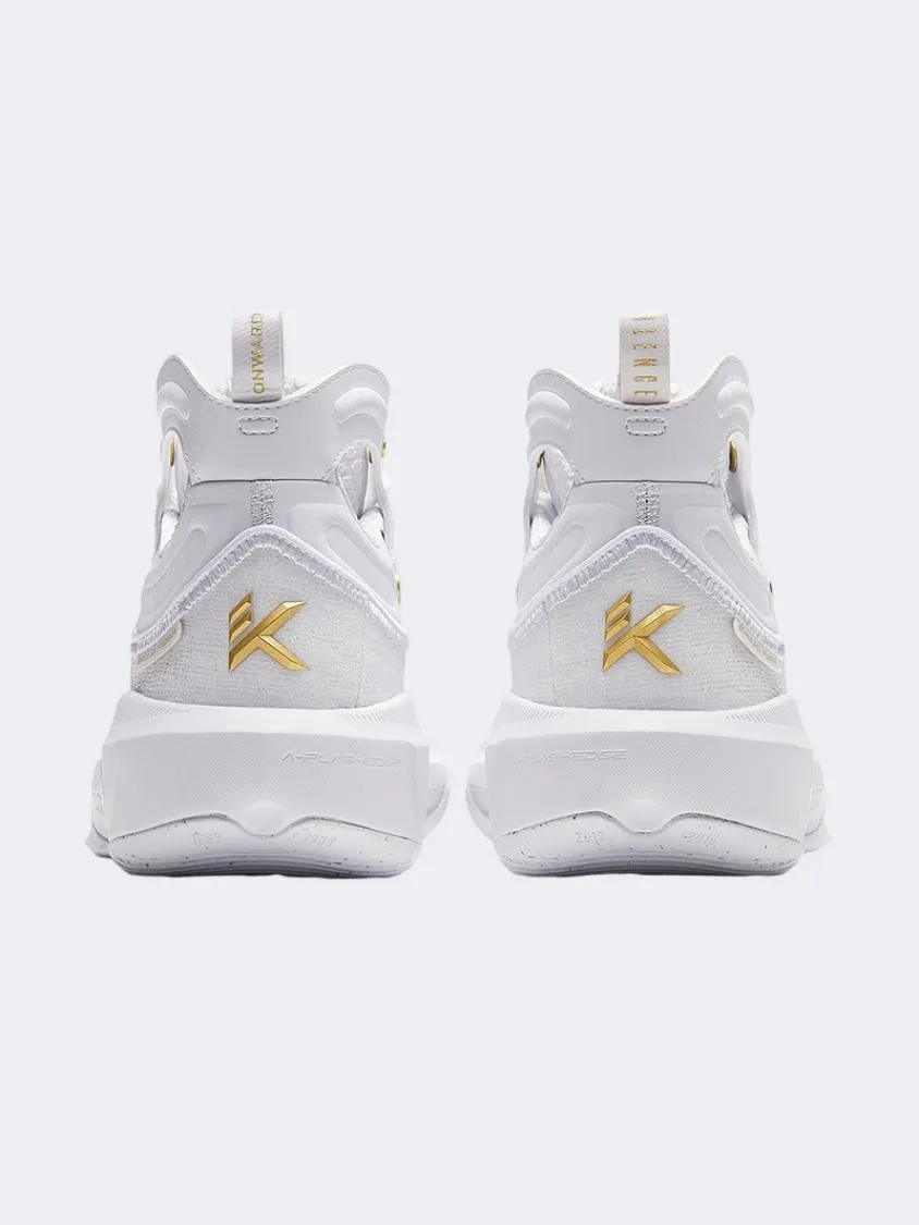 Adjustable Straps Match Fit Anta Kt8 Men Basketball Shoes White/Metal Golden