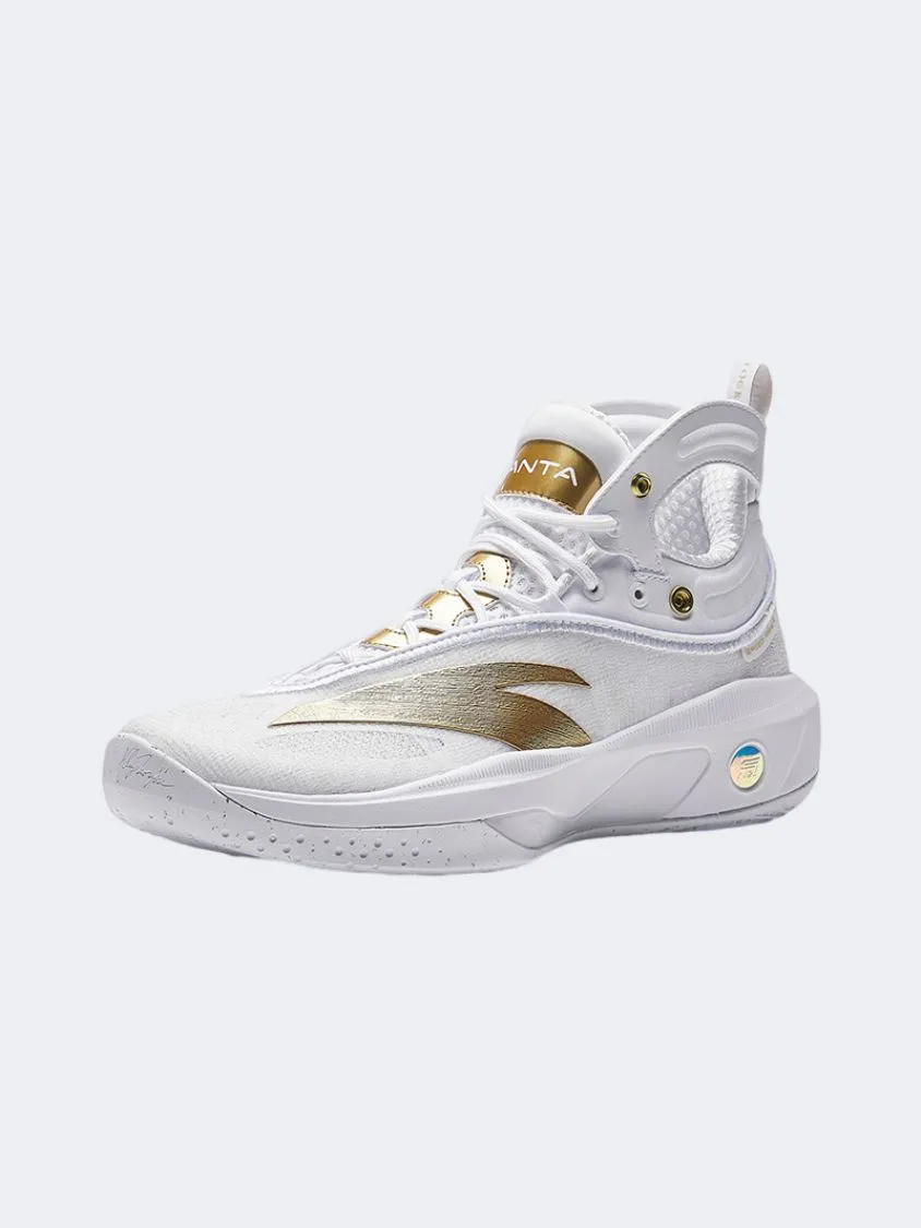 Anta Kt8 Men Basketball Shoes White/Metal Golden Soft Material