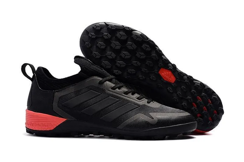 Traction Zone Adidas ACE TF Grass Soccer Cleats Shoes Black Red