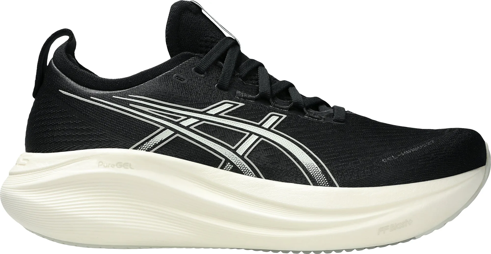 Odor Resistant Fabric shock - absorbing insoles Asics Gel Nimbus 27 WIDE FIT Mens Running Shoes - Black