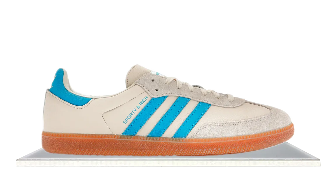 Adidas Samba x Sporty & Rich Beige Blue Grass Step Relaxed Cushion
