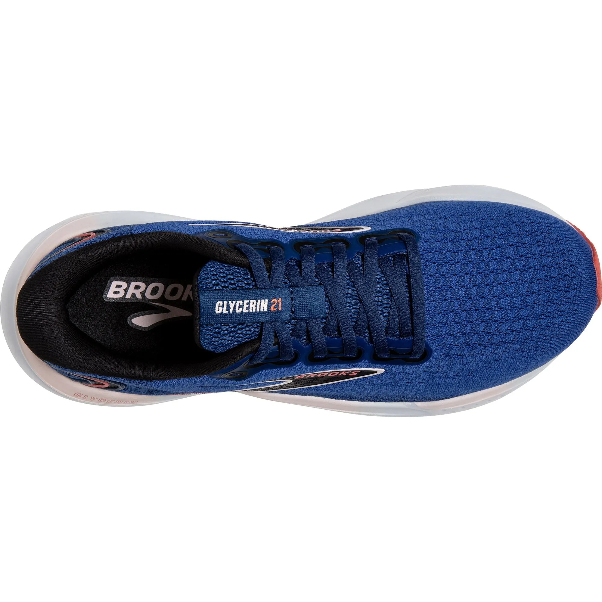 loop - closure speed training footwear Brooks Glycerin 21 WIDE FIT Womens Running Shoes - Blue