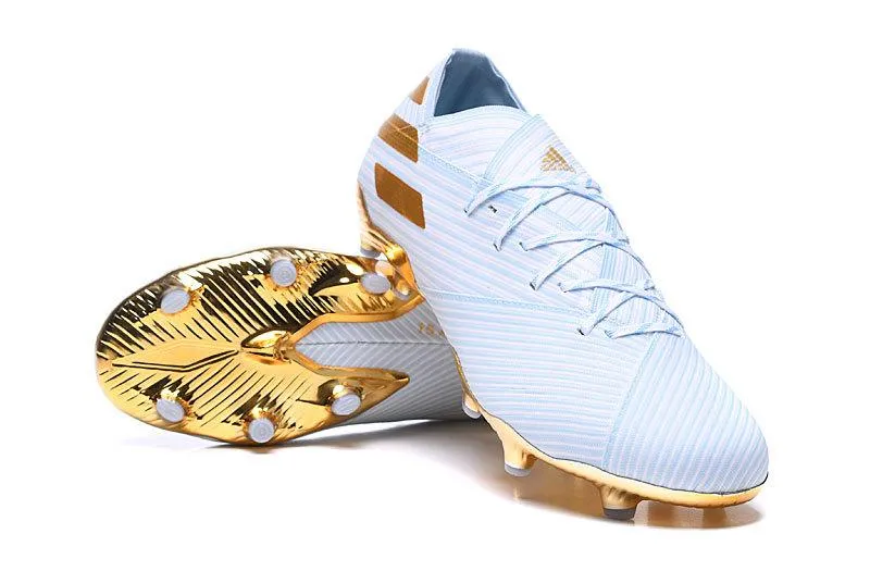Adidas Nemeziz Messi 19.1 FG Soccers Cleats Shoes Gold White Zone Runner Speed Play