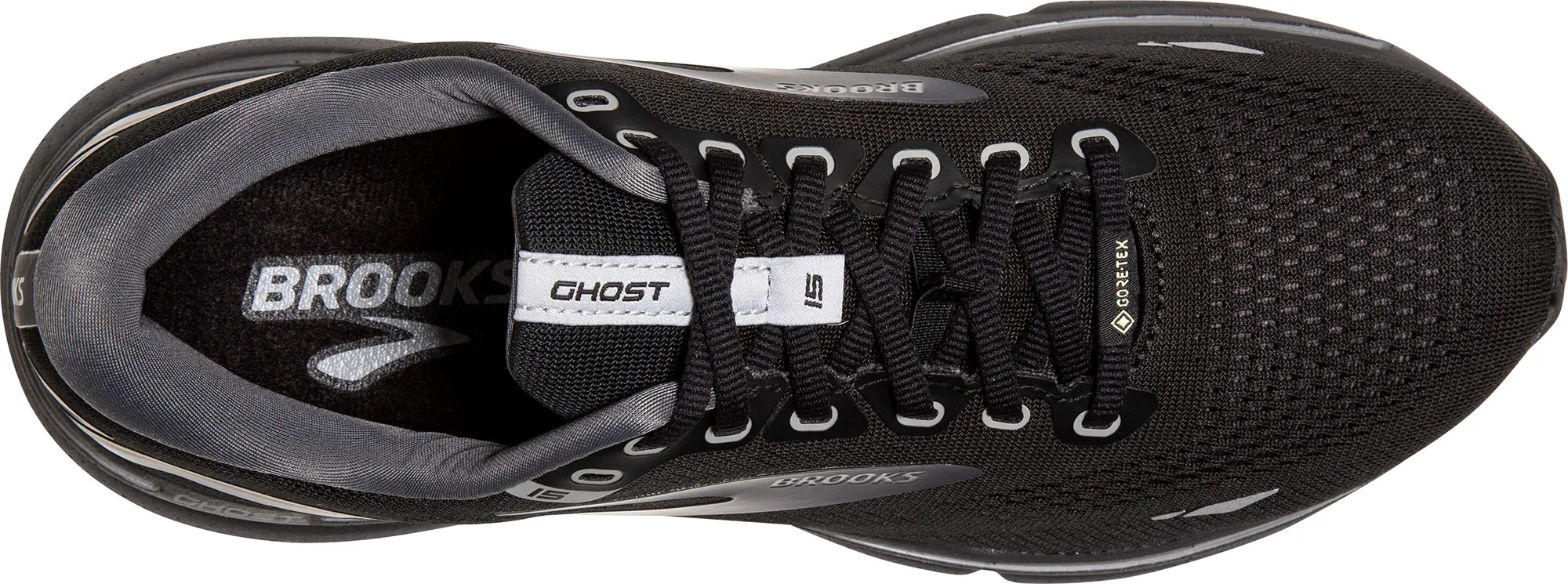 Brooks Ghost 15 GORE-TEX Womens Running Shoes - Black Ventilated Panels