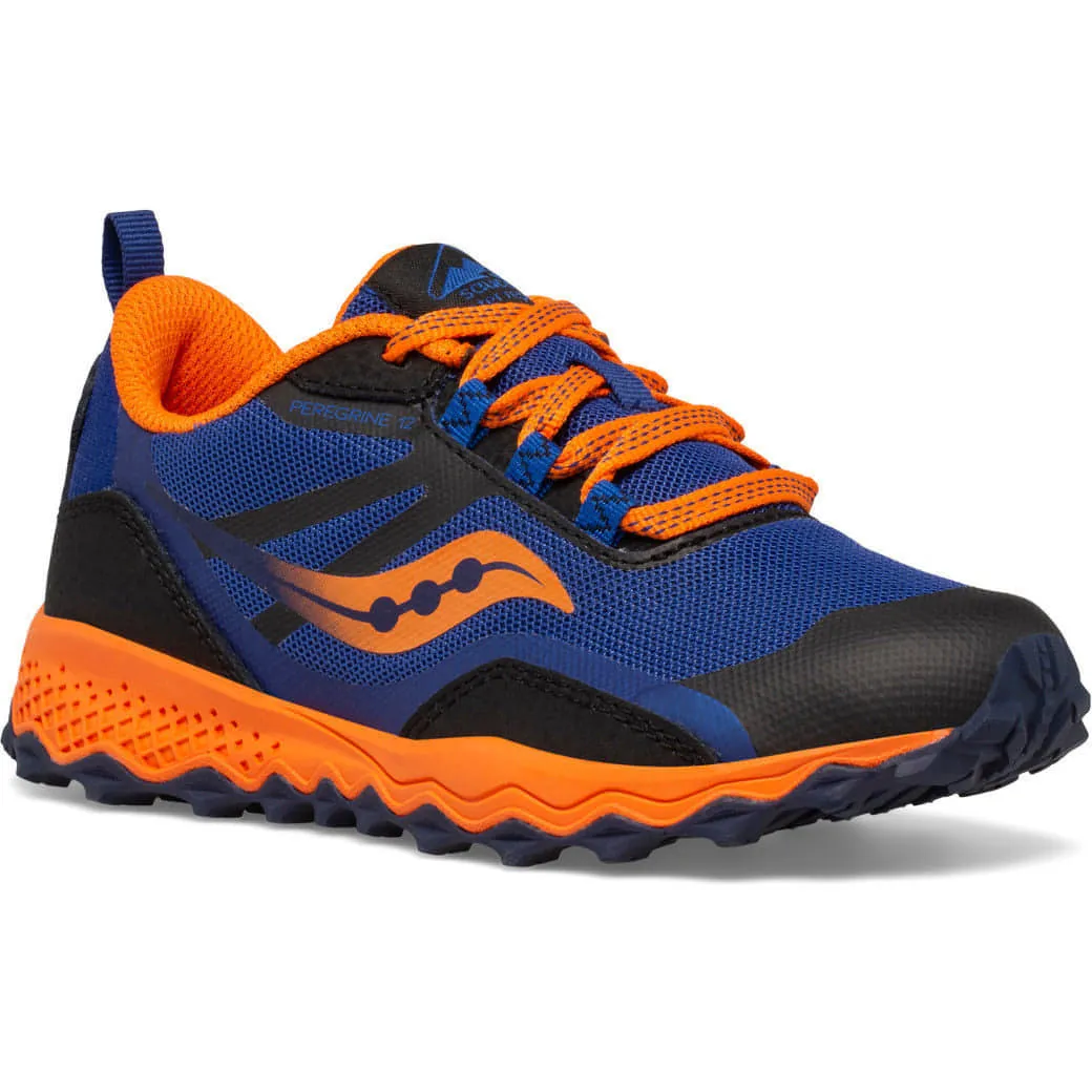 Saucony Peregrine 12 Shield Junior Trail Running Shoes - Navy Precision Stitching Techniques Posture