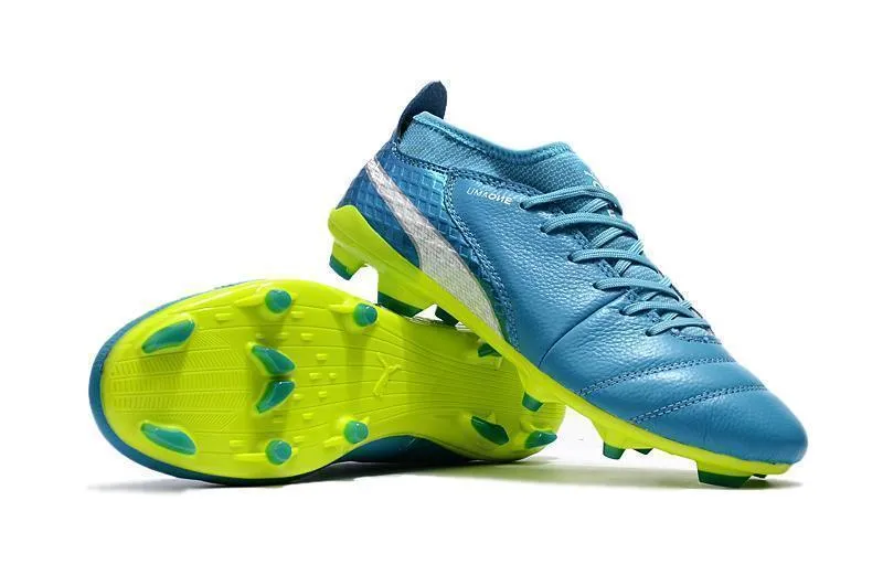 Puma One FG Football Boots - BlueWhiteGreen Efficient Cushion