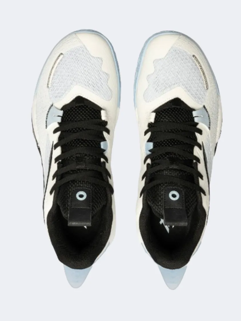 Anta Shock Wave 5 Men Basketball Shoes Beige/Blue/Black Seamless Interior Dance Floor