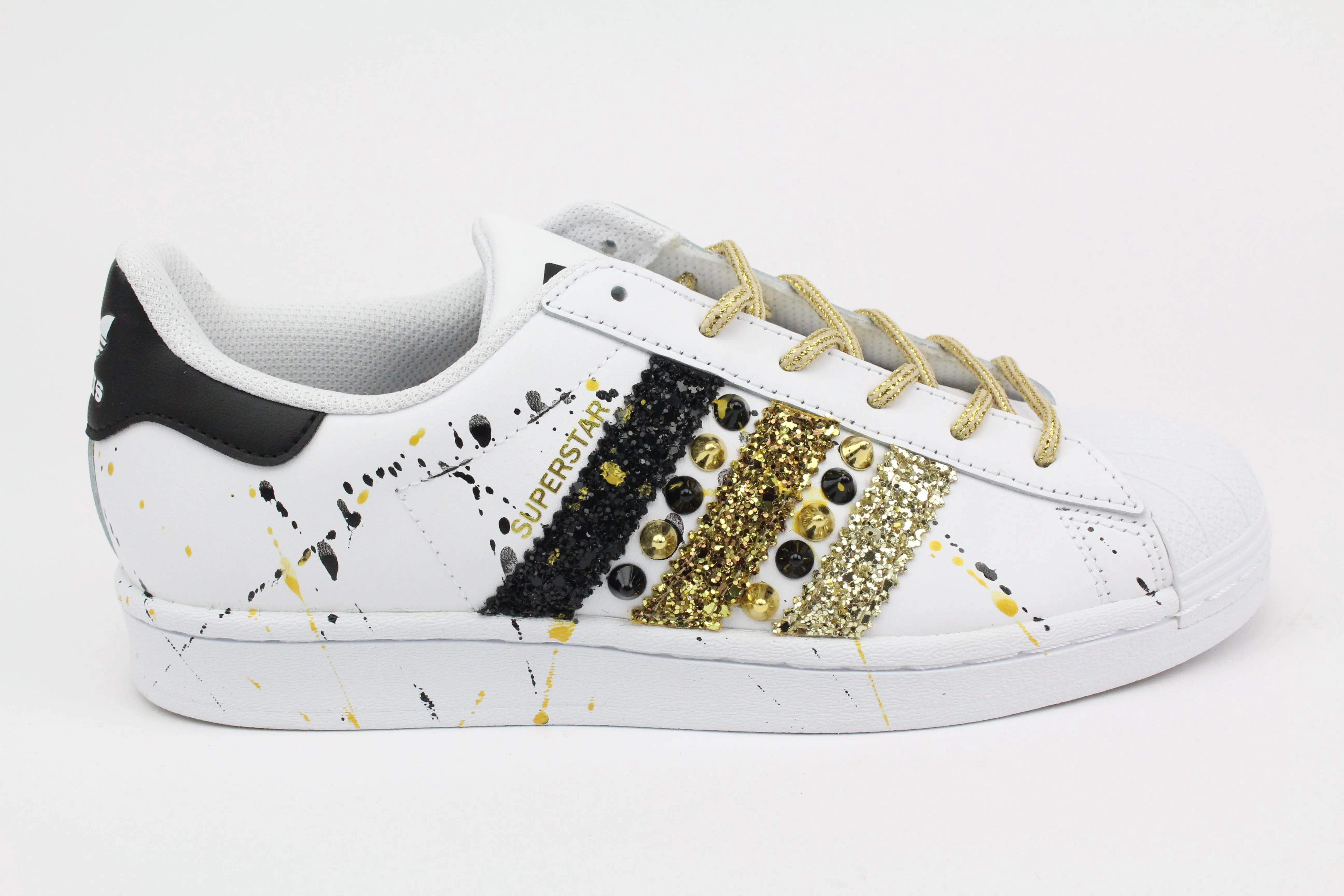 Trendy Shock absorption Adidas Superstar Glitter Borchie & Vernice Oro