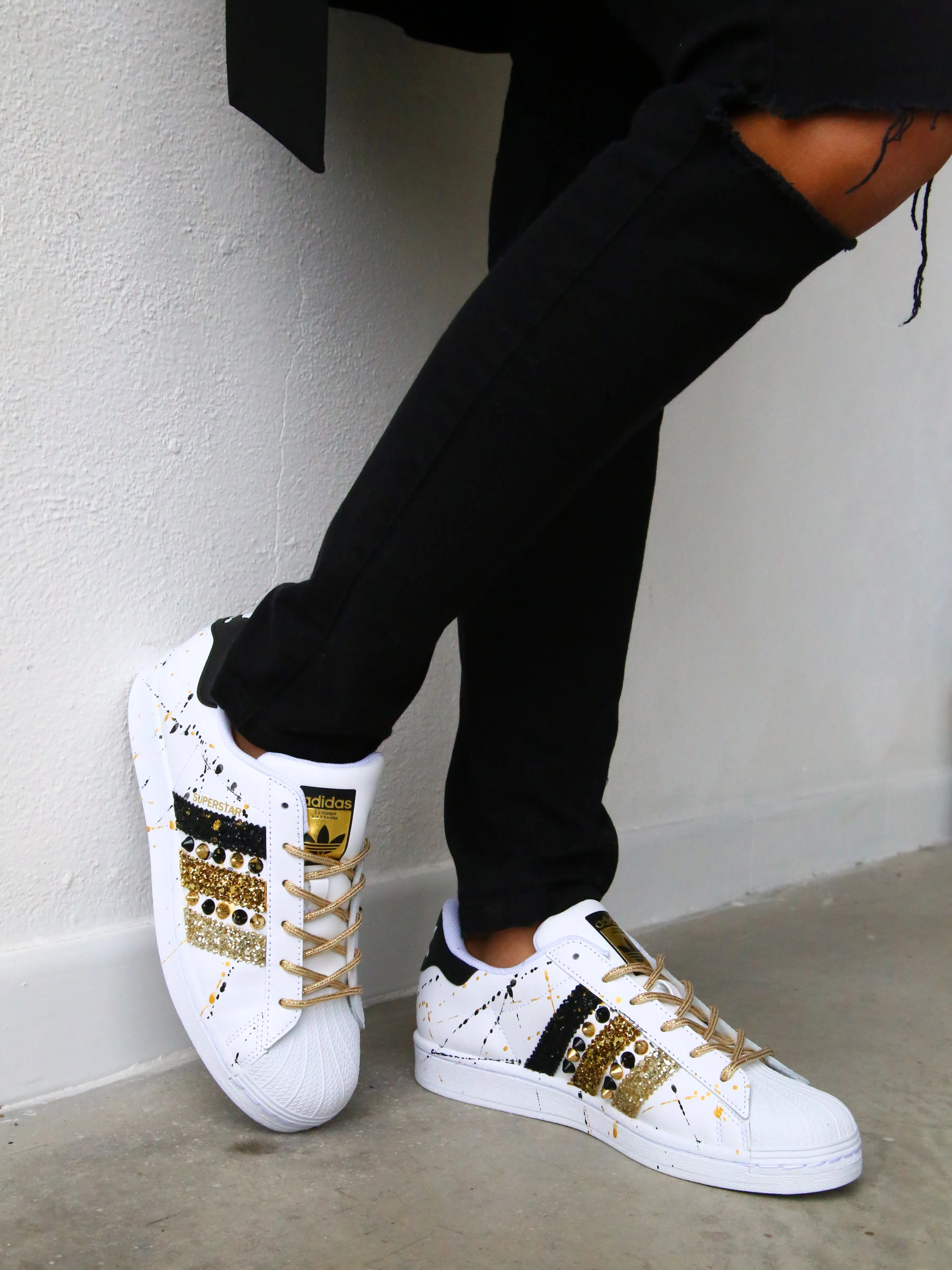 Lake Step Soft Detail Adidas Superstar Glitter Borchie & Vernice Oro