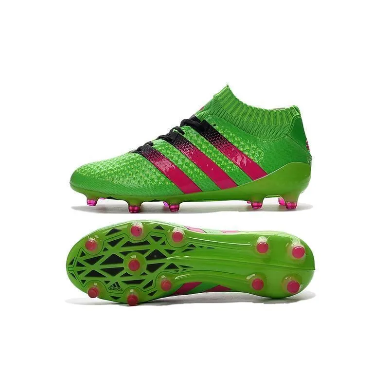 Walk Transition Match Drive Adidas Ace 16.1 Primeknit FG Soccer Cleats Solar Green Pinkcore Black