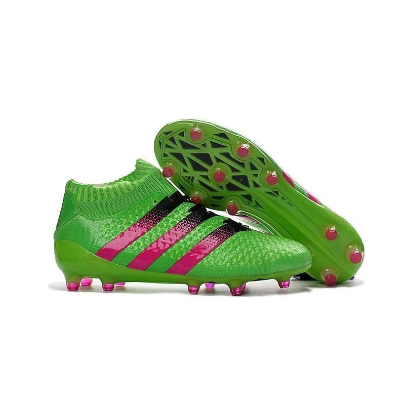 Adidas Ace 16.1 Primeknit FG Soccer Cleats Solar Green Pinkcore Black Fitness Level Midfield Speed