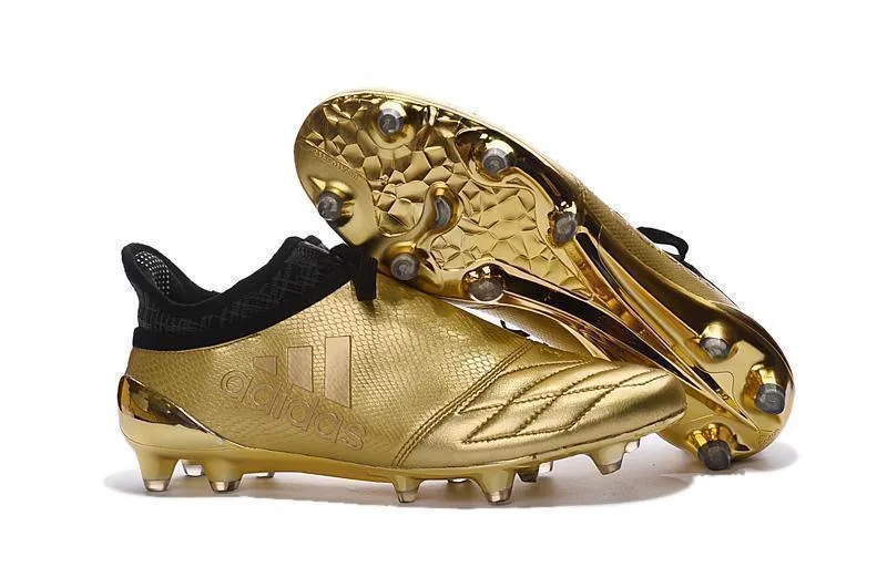 Maximum Support Secure Strap Adidas X 16  Purechaos FG/AG Soccer Cleats Golden Black